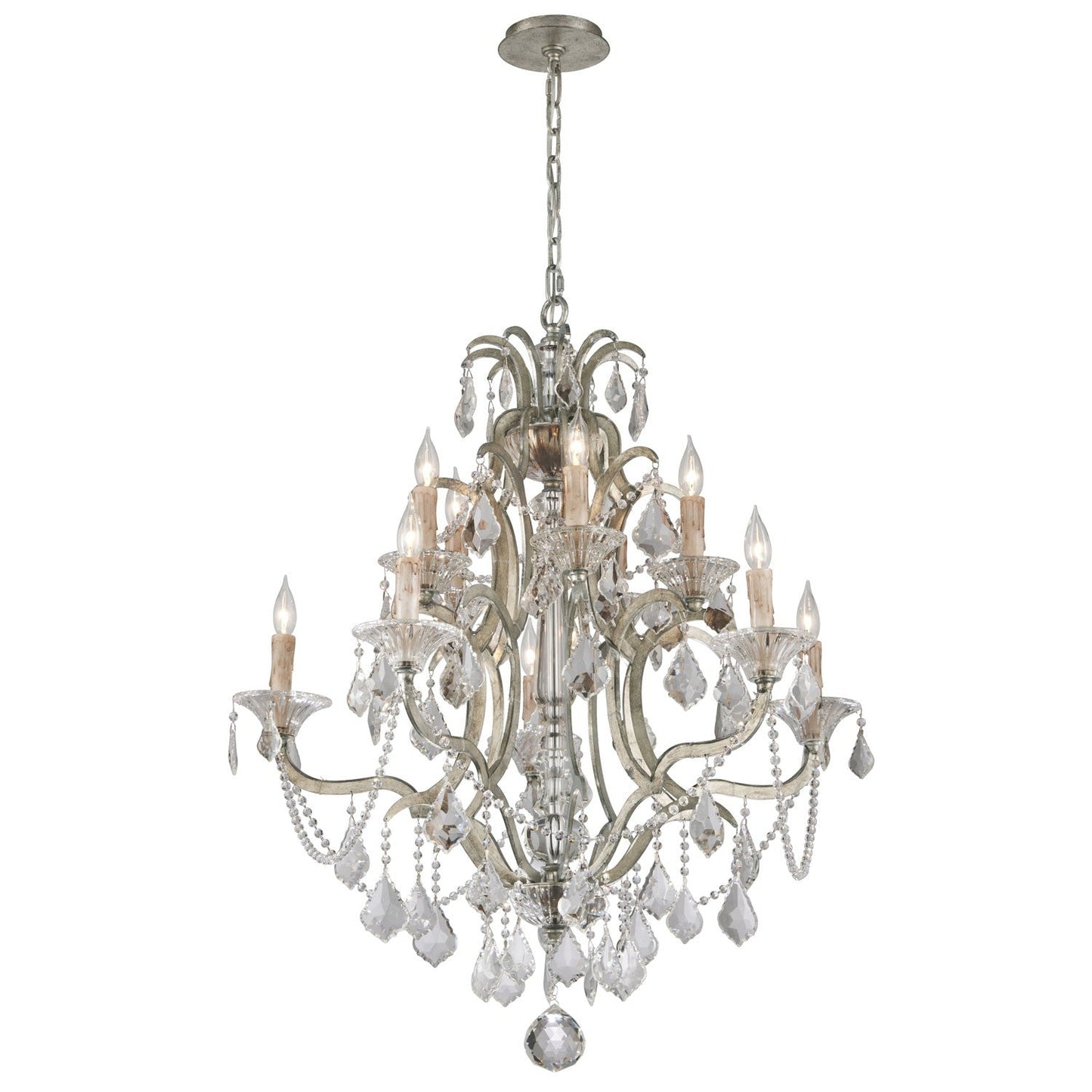 Silver Leaf Ten-Light Chandelier