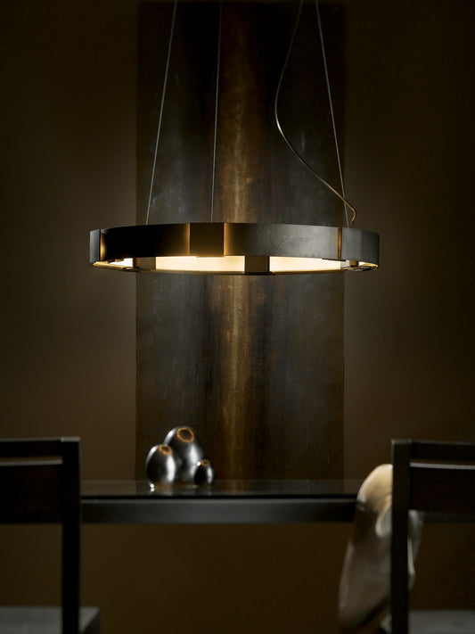 Hubbardton Forge Aura Pendant 28.9" Dark Smoke Glass Ring Pendant