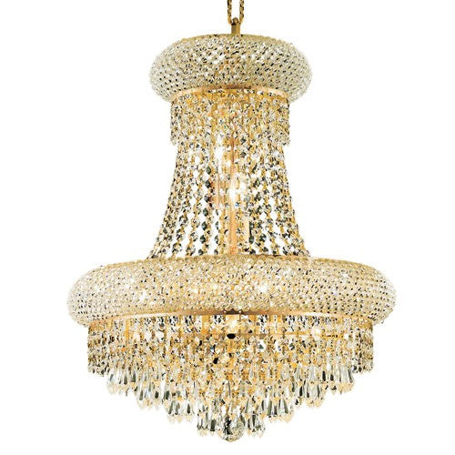 Gold Eight-Light 16-Inch Chandelier with Royal Cut Clear Crystal
