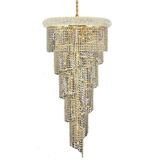 Gold Eighteen-Light 22-Inch Chandelier with Royal Cut Clear Crystal