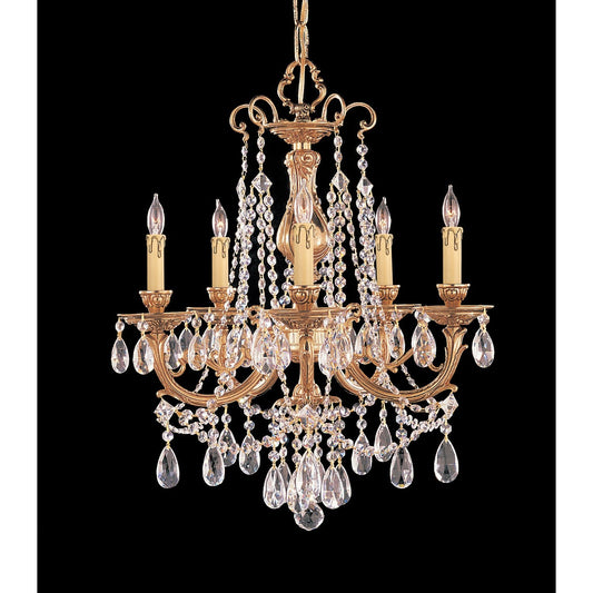 Group Etta Ornate Cast Brass Five-Light Chandelier with Swarovski Strass Crystal