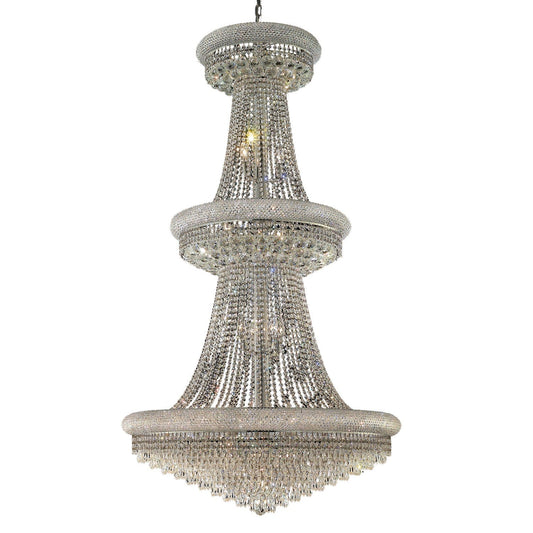 Primo Prism Chrome Thirty-Two Light 36-Inch Chandelier with Royal Cut Clear Crystal