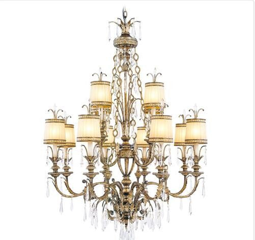 Gold Leaf Twelve-Light Chandelier