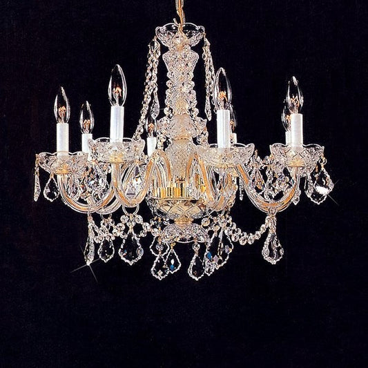 8 Light Crystal Chandelier in gold plated fnish