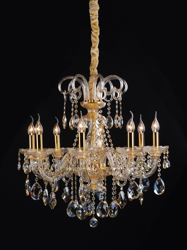 Gold plated 8 Light traditional crystal Chandelier