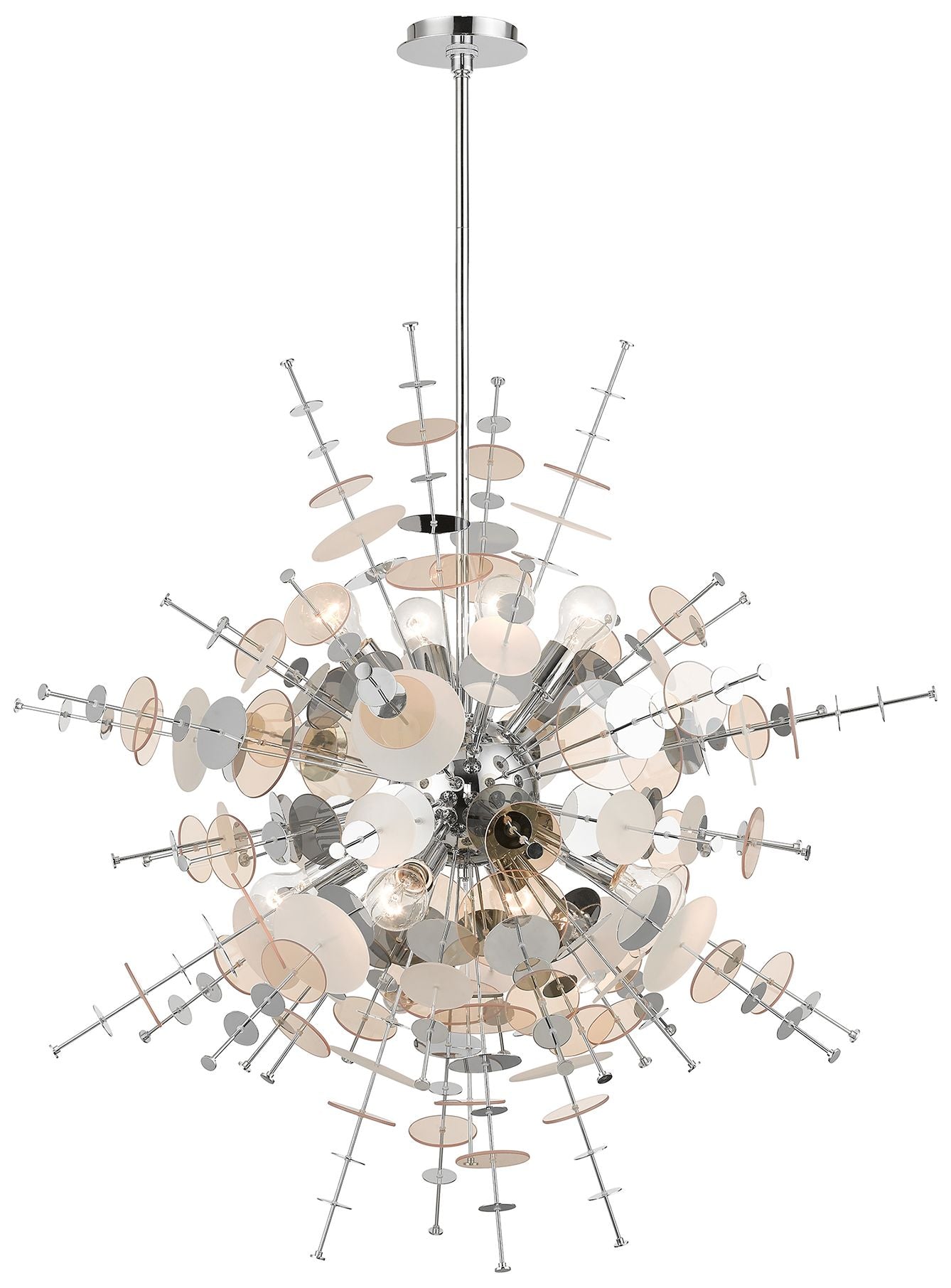 8 Light Polished Chrome Large Pendant Chandelier