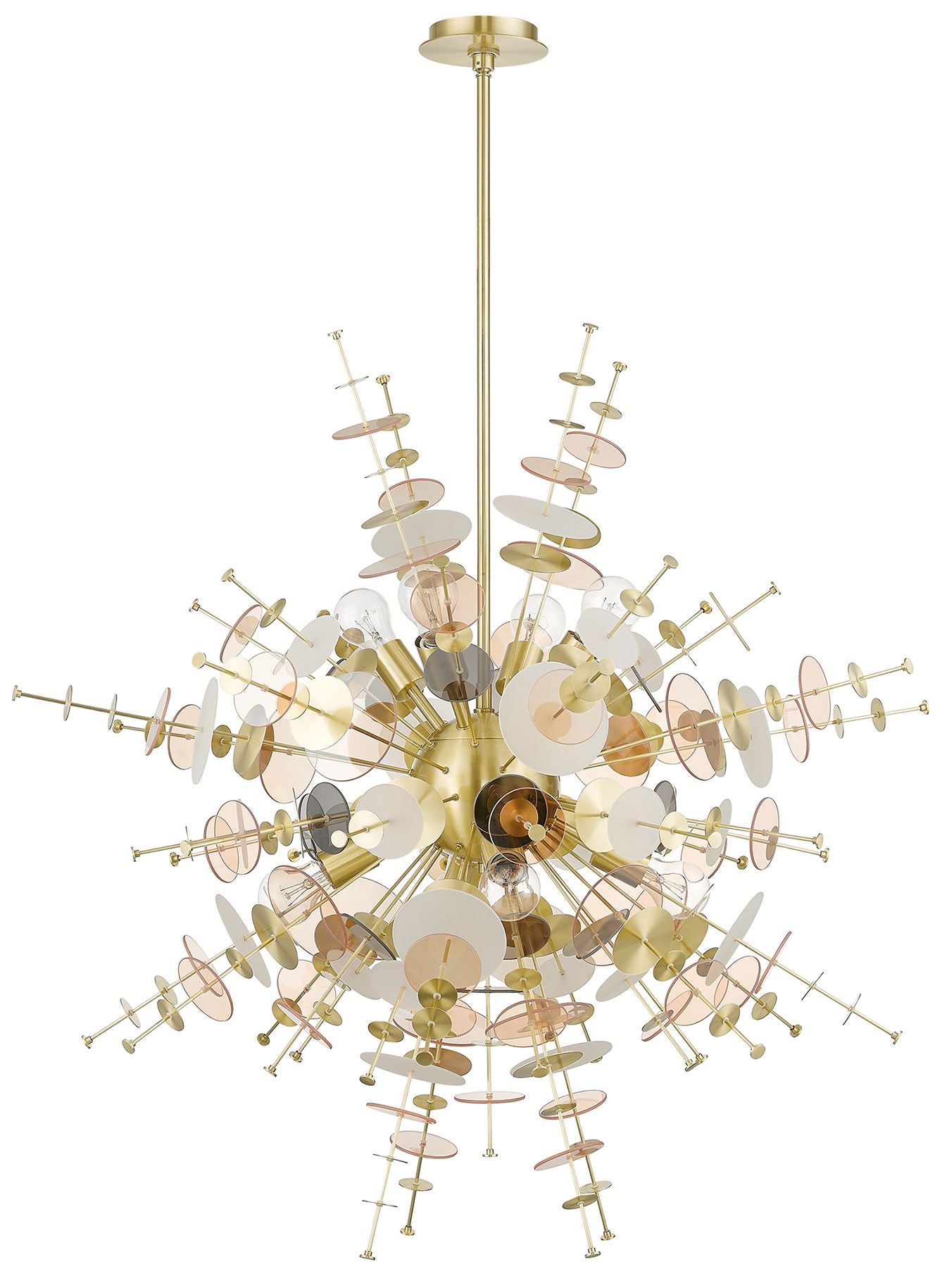 8 Light Satin Brass Large Pendant Chandelier