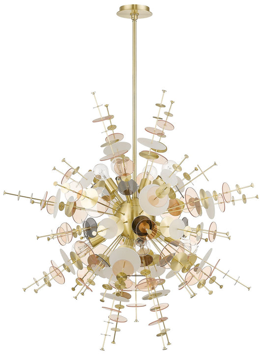 8 Light Satin Brass Large Pendant Chandelier