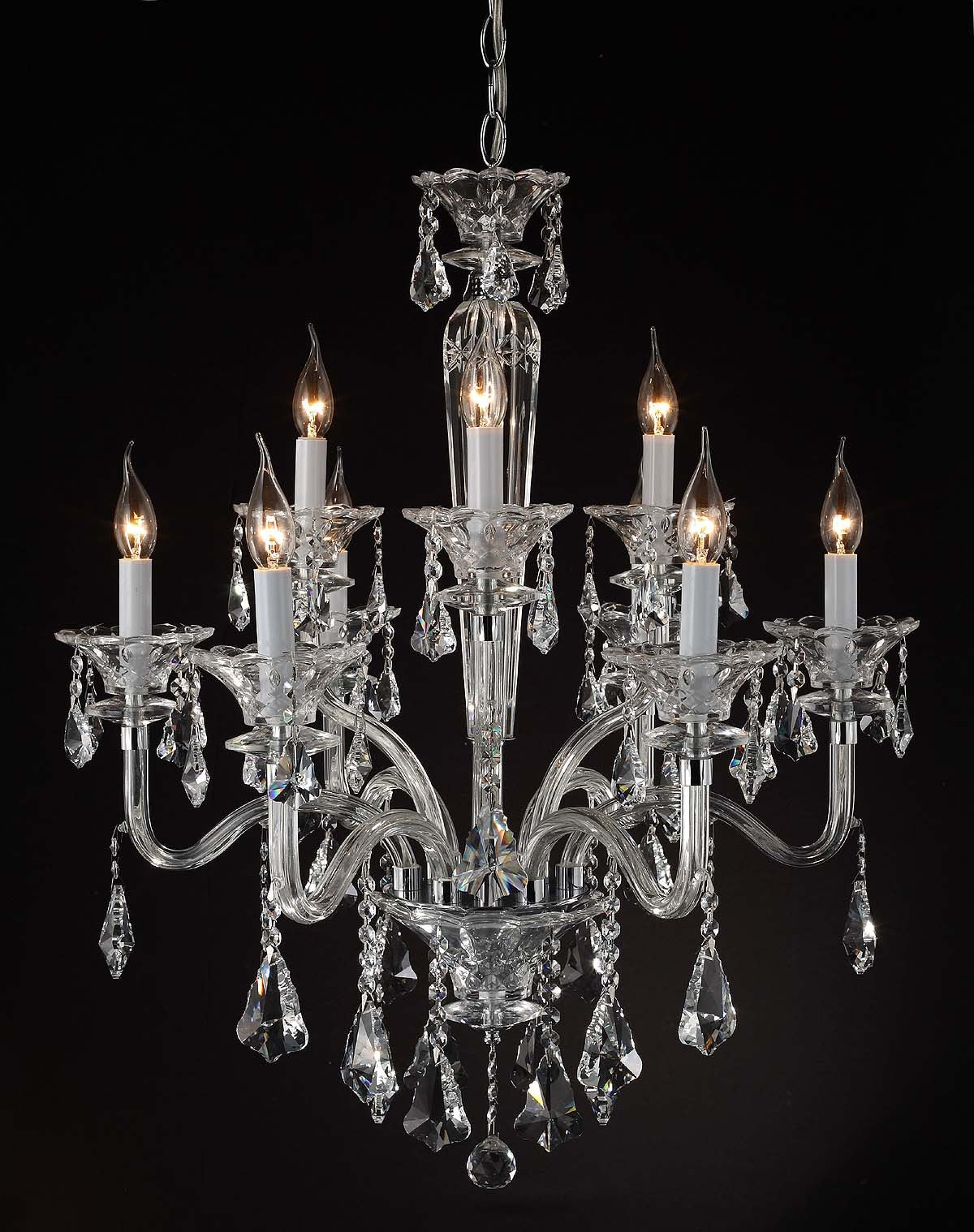polished chrome 9 Lights Bohemian Crystal chandelier