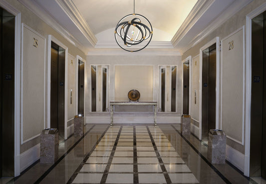 Atomic 36 1/2" Wide Black and Aged Brass LED Pendant Light