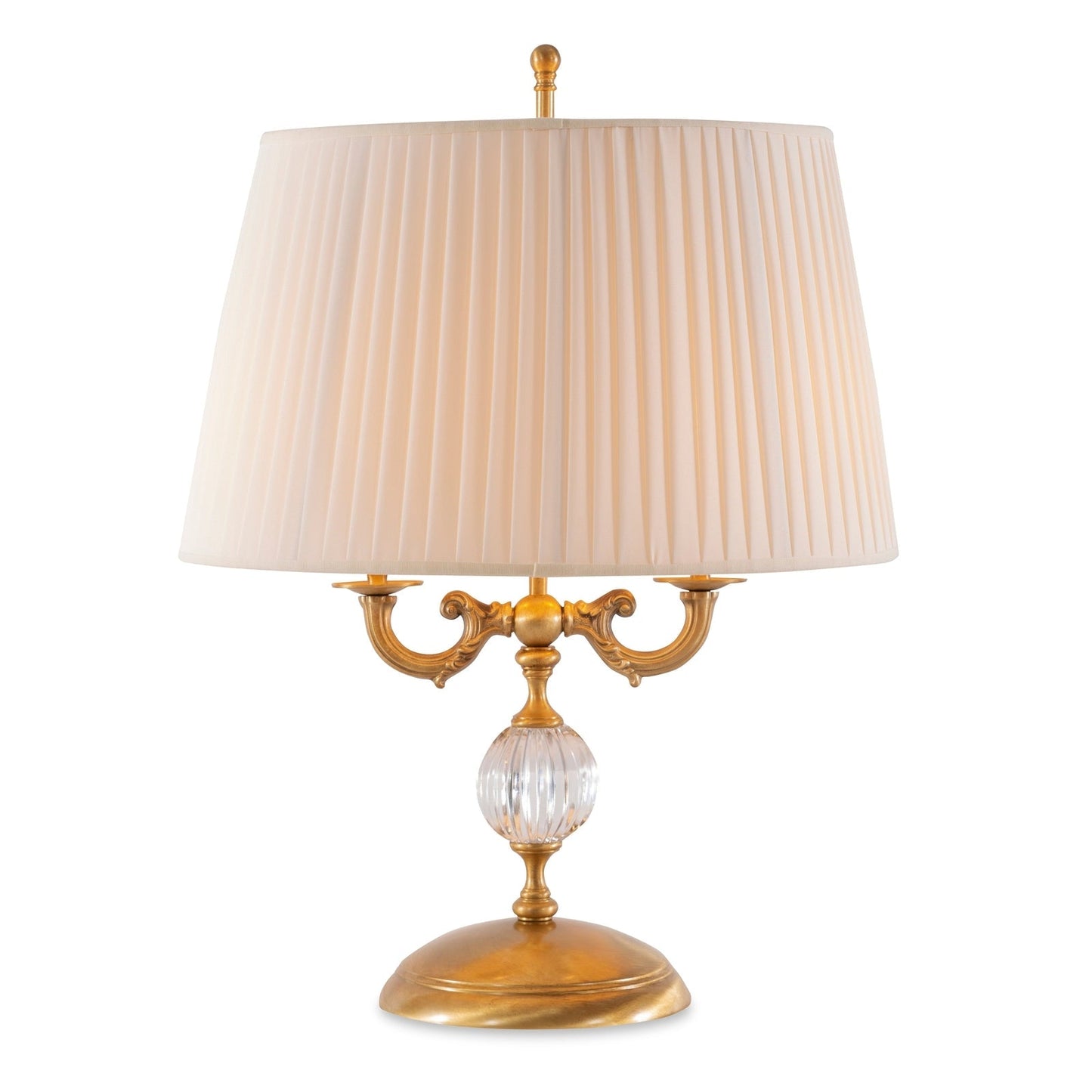 Maitland Smith Aged Brass Table Lamp with Crystal Insert