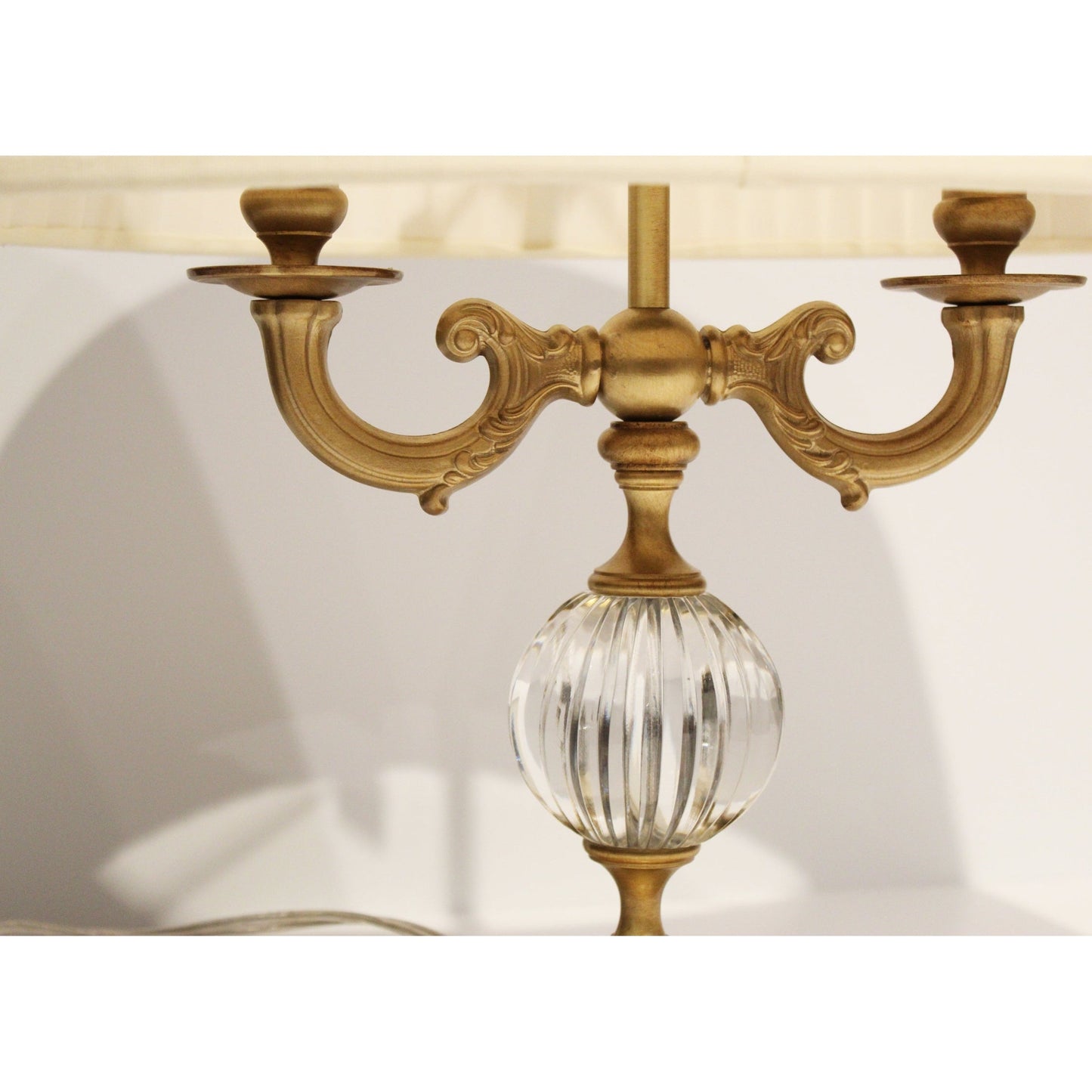 Maitland Smith Aged Brass Table Lamp with Crystal Insert