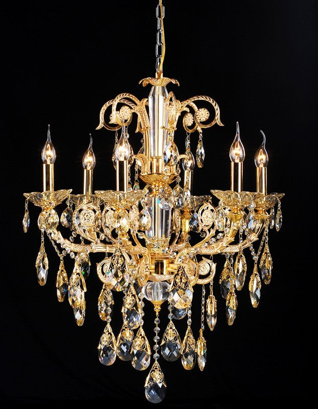 Gold plated 6 light traditional crystal Chandelier