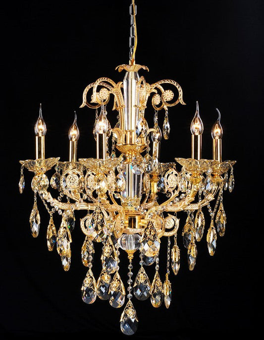 Gold plated 6 light traditional crystal Chandelier