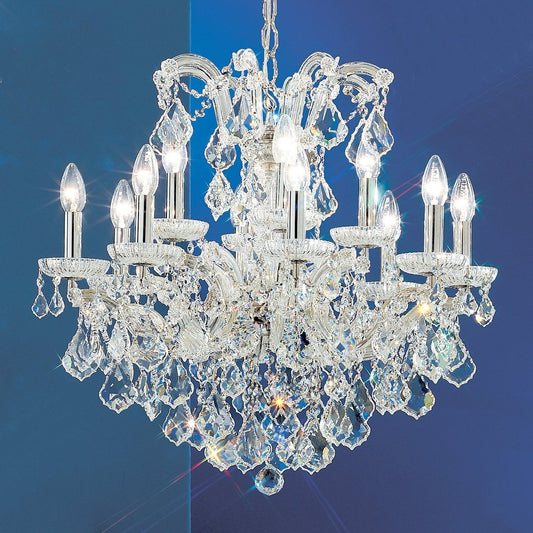 Polished chrome 12 Light maria theresa crystal Chandelier