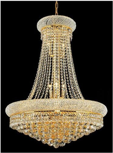 Gold Fourteen-Light 28-Inch Chandelier with Royal Cut Clear Crystal