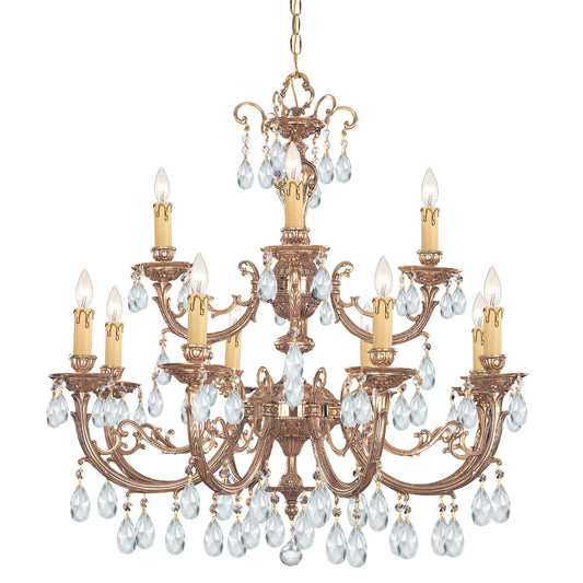 Etta Ornate Cast Brass Eight-Light Chandelier with Swarovski Strass Crystal