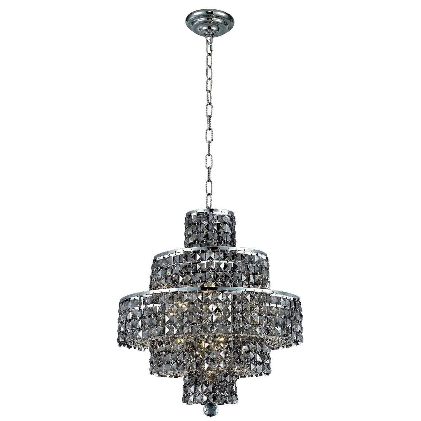 Maxim Chrome Thirteen-Light 20-Inch Five-Tier Chandelier with Royal Cut Silver Grey Crystal