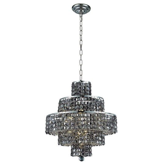Maxim Chrome Thirteen-Light 20-Inch Five-Tier Chandelier with Royal Cut Silver Grey Crystal