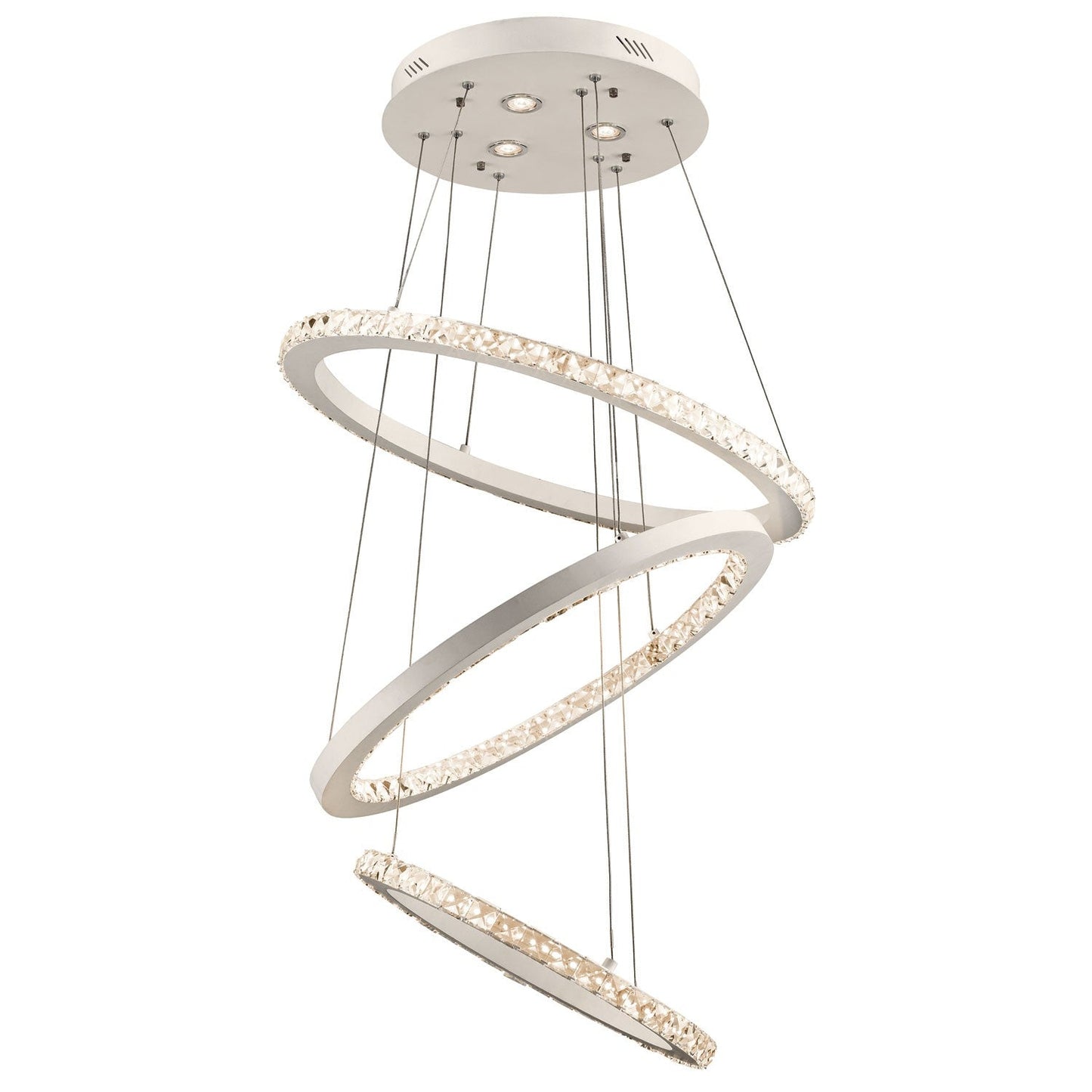 Elan Allos Flat White Three-Light LED Multi-Tier Chandelier