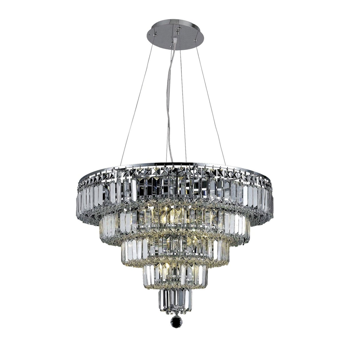 Maxim Chrome Fourteen-Light 26-Inch Five-Tier Chandelier with Royal Cut Clear Crystal