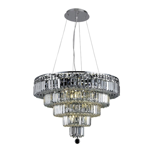 Maxim Chrome Fourteen-Light 26-Inch Five-Tier Chandelier with Royal Cut Clear Crystal