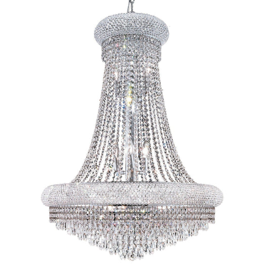 Primo Prism Chrome Fourteen-Light 28-Inch Chandelier with Royal Cut Clear Crystal