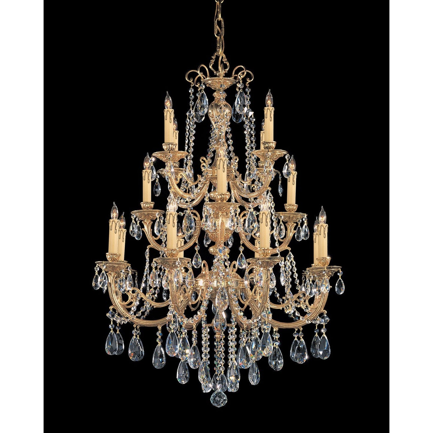 Etta Olde Brass Sixteen-Light Crystal Chandelier
