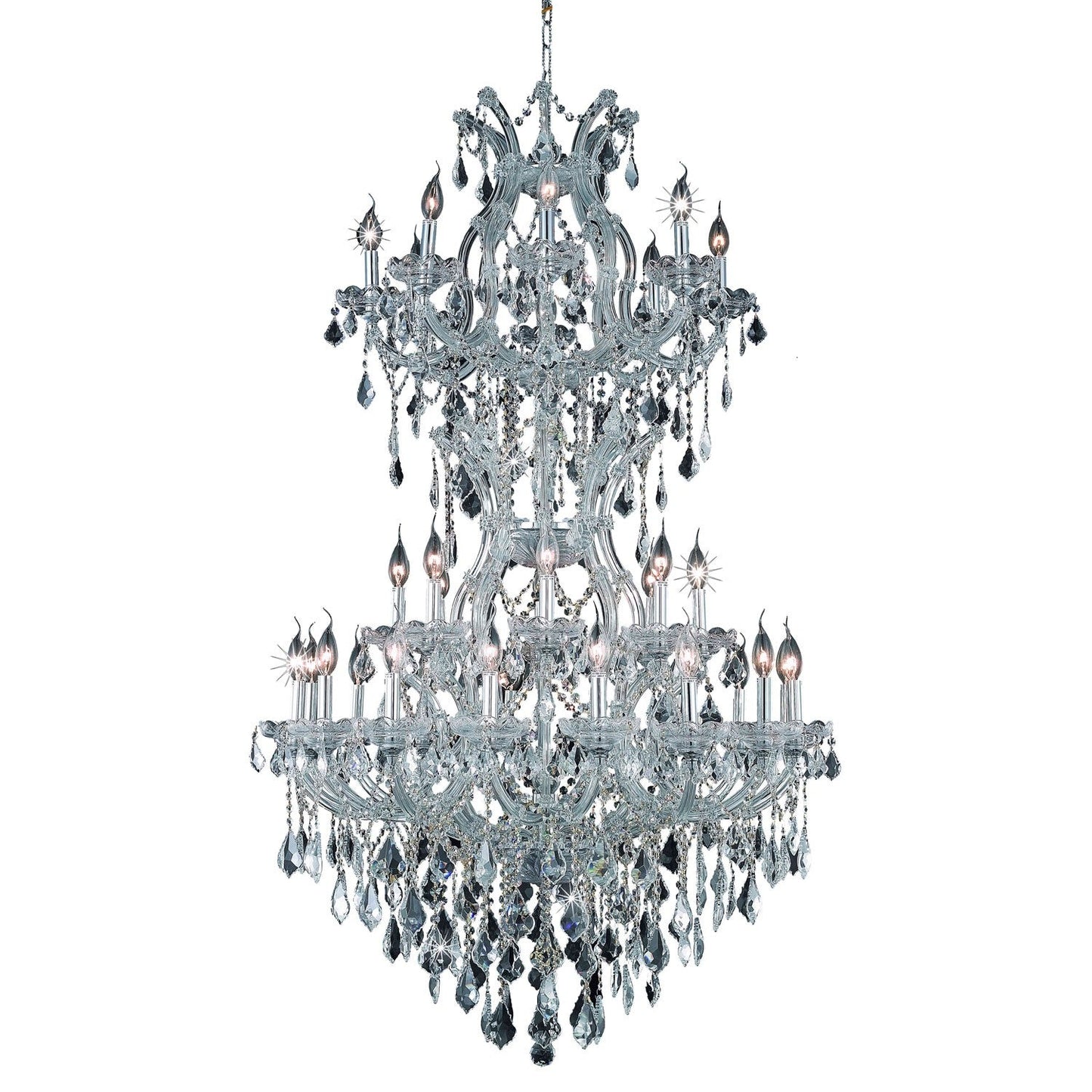 Chrome Thirty-Four Light 36-Inch Chandelier with Royal Cut Clear Crystal