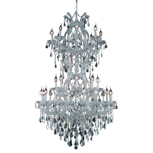 Chrome Thirty-Four Light 36-Inch Chandelier with Royal Cut Clear Crystal
