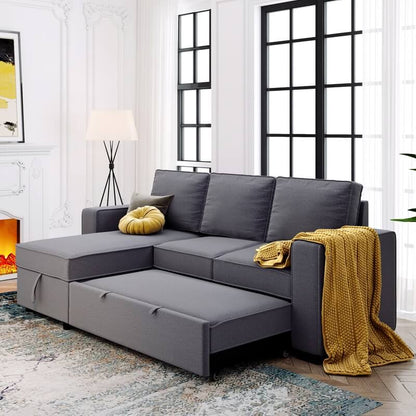 91" Reversible Pull-Out Sectional Storage Sofa