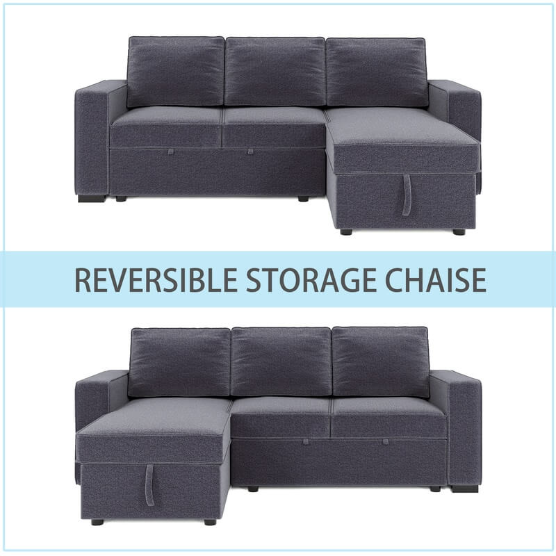 91" Reversible Pull-Out Sectional Storage Sofa