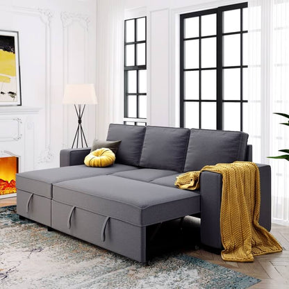 91" Reversible Pull-Out Sectional Storage Sofa