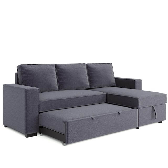 91" Reversible Pull-Out Sectional Storage Sofa