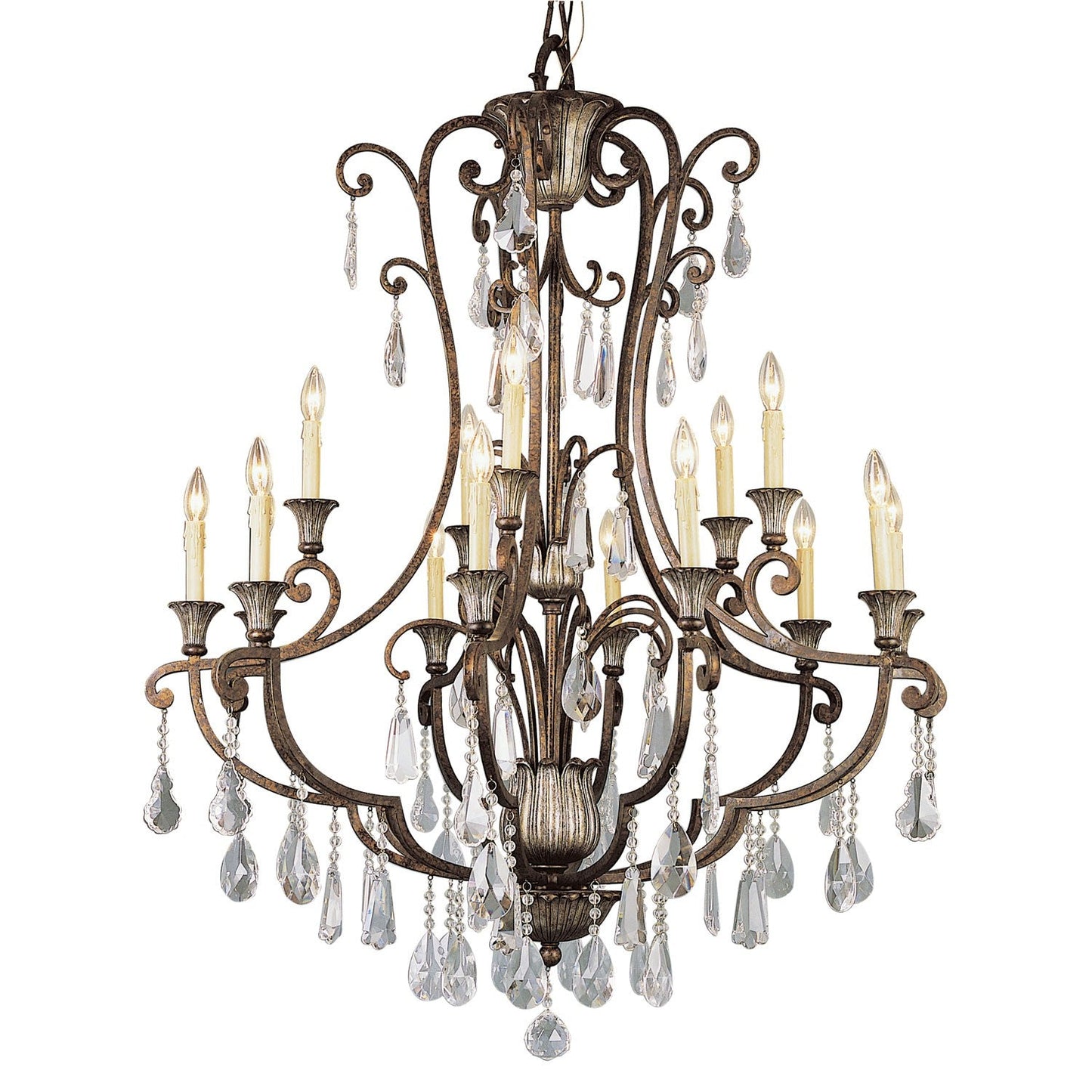 Crystal Flair Fifteen-Light Crystal Chandelier with Crystal