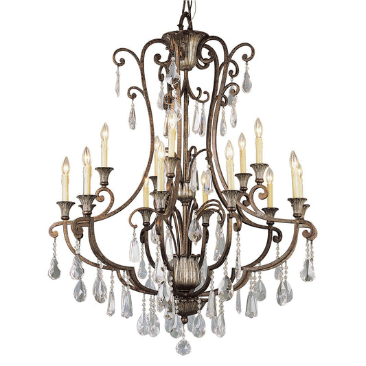 Crystal Flair Fifteen-Light Crystal Chandelier with Crystal