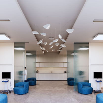 Papillons�?36"W Satin White 24-Light LED Pendant Light