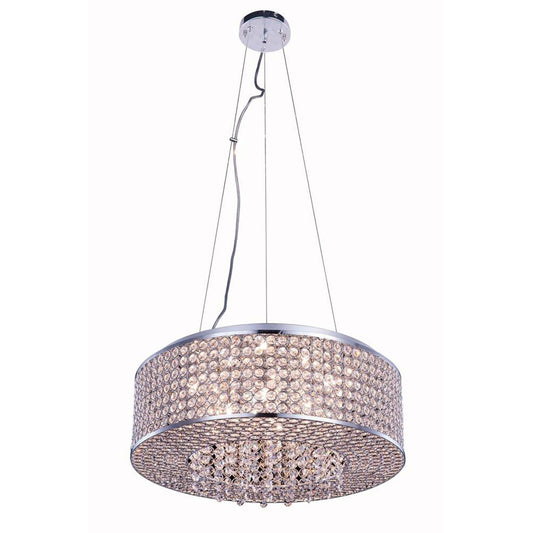 Amelie Chrome Eight-Light Pendant with Royal Cut Crystal
