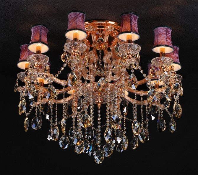 10 Light traditional crystal flush mount in cognac color