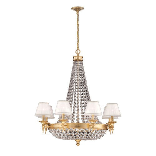 Gold 12 Light Chandelier with White Shade