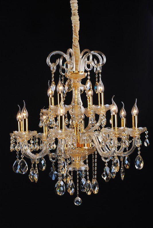 Gold plated 12 light traditional crystal Chandelier