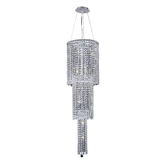 Maxim Chrome Twelve-Light 16-Inch Three-Tier Pendant with Royal Cut Clear Crystal
