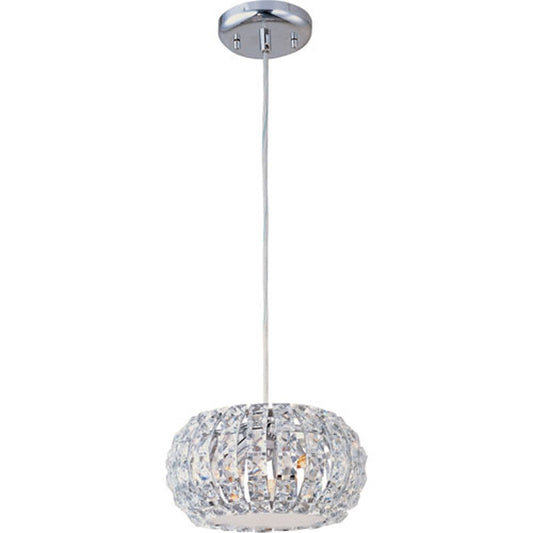 Polished Chrome Three-Light Pendant with Crystal Glass