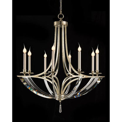 John Richard Bent-Crystal Eight-Light Chandelier