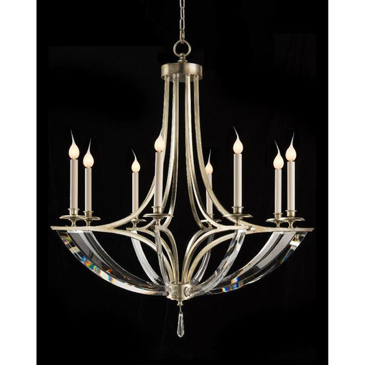 John Richard Bent-Crystal Eight-Light Chandelier