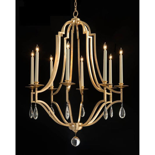 John Richard Gold-Leaf And Crystal Chandelier