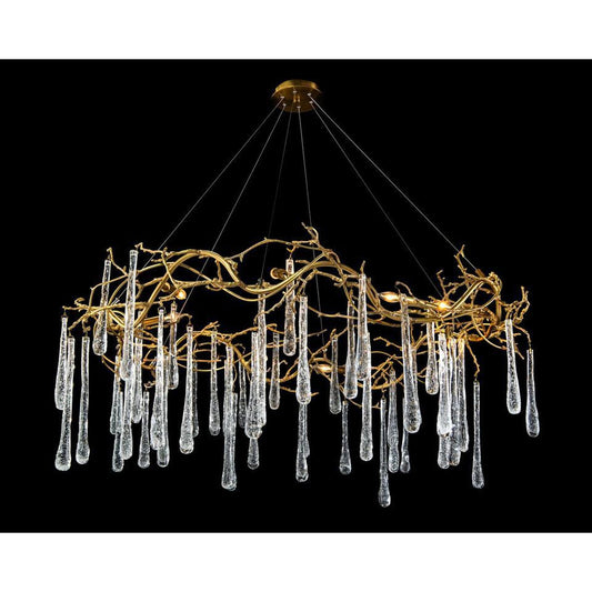 John Richard Brass And Glass Teardrop Eight-Light Chandelier