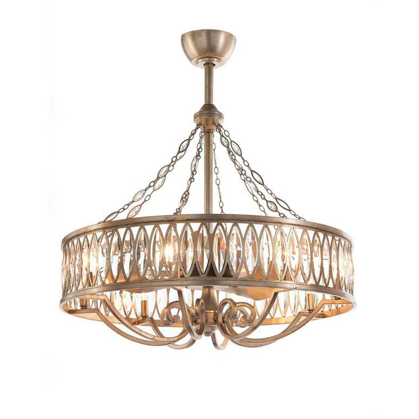 John Richard Marquise Crystal Eight-Light Pendant With Fan