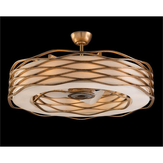 John Richard Ribbons Of Gold Twelve-Light Pendant With Fan