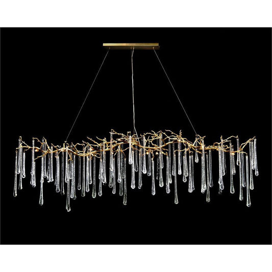 John Richard Glass Teardrop Fourteen-Light Horizontal Chandelier